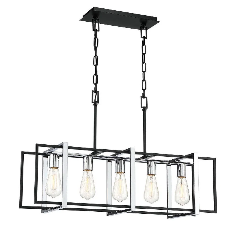 Dust - Resistant Industrial Lighting for Dirty WorkspacesStafford 32 in. 5 Lights Chandelier Chrome & Black finish Dust - Resistant Industrial Lighting for Dirty WorkspacesStafford 32 in. 5 Lights Chandelier Chrome & Black finish