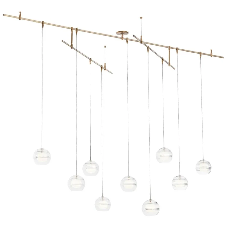 Industrial Wall - Mounted Lighting for Workshop WallsSedona 96 in. 9 Lights Surface LED Chandelier Brass finish Clear Industrial Wall - Mounted Lighting for Workshop WallsSedona 96 in. 9 Lights Surface LED Chandelier Brass finish Clear