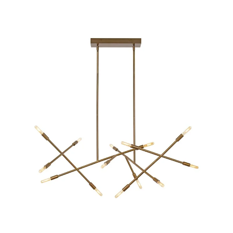 Industrial Area Lighting for Large Open SpacesLine Wave 48 in. 14 Lights Chandelier 120V Aged Brass Finish Industrial Area Lighting for Large Open SpacesLine Wave 48 in. 14 Lights Chandelier 120V Aged Brass Finish
