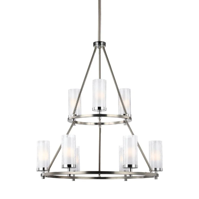 Adjustable Industrial Lighting for Flexible IlluminationJonah 30 in. 9 Lights 2-Tier Chandelier Chrome finish Adjustable Industrial Lighting for Flexible IlluminationJonah 30 in. 9 Lights 2-Tier Chandelier Chrome finish