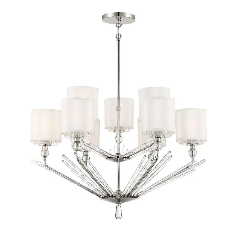 Industrial Exit Sign Lighting for Quick EvacuationSutton 32 in. 9 Lights Chandelier Polished Nickel Finish Industrial Exit Sign Lighting for Quick EvacuationSutton 32 in. 9 Lights Chandelier Polished Nickel Finish