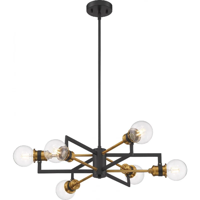 Industrial Ceiling - Mounted Lighting for Assembly PlantsIntention 24 in. 6 Lights Chandelier Black Finish Industrial Ceiling - Mounted Lighting for Assembly PlantsIntention 24 in. 6 Lights Chandelier Black Finish