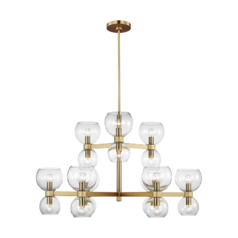 Industrial Lighting for Chemical PlantsLondyn 37 in. 18 Lights Chandelier Brushed Brass finish Clear Shade Industrial Lighting for Chemical PlantsLondyn 37 in. 18 Lights Chandelier Brushed Brass finish Clear Shade