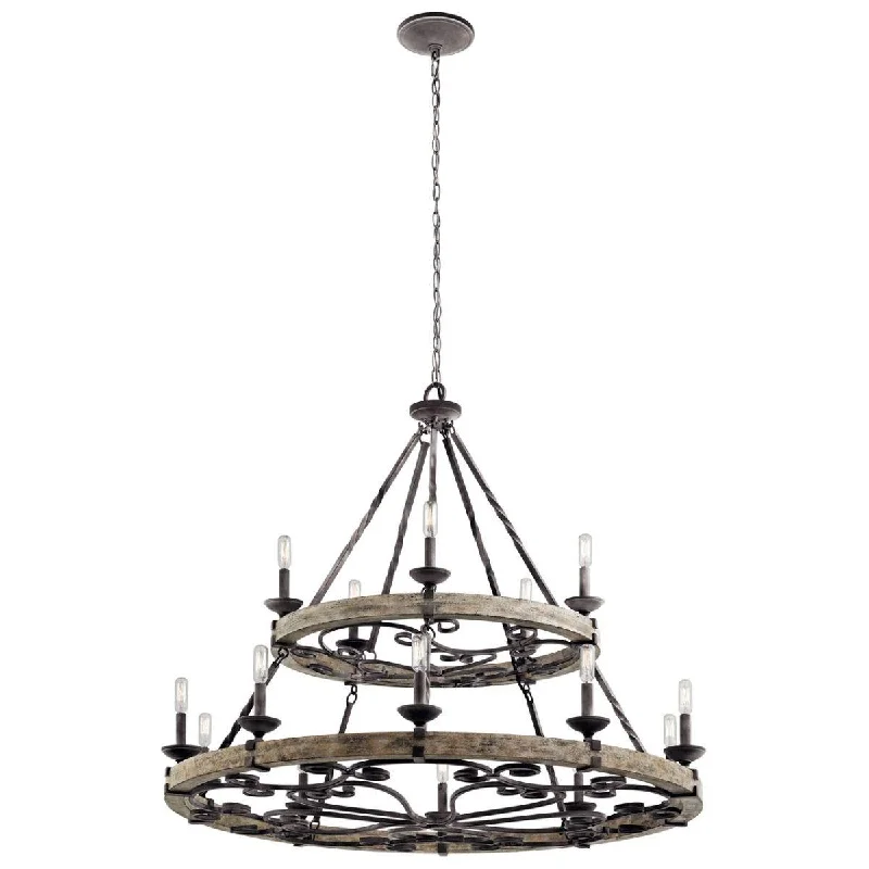 Industrial Wall - Mounted Lighting for Workshop WallsTaulbee 44 in. 15 Lights Chandelier Weathered Zinc finish Industrial Wall - Mounted Lighting for Workshop WallsTaulbee 44 in. 15 Lights Chandelier Weathered Zinc finish