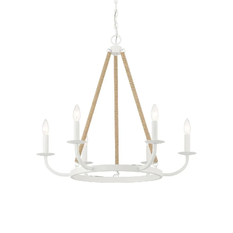 Industrial Lighting with High CRI (Color Rendering Index) for True Color PerceptionLanton 28 In. 6 Lights Chandelier White Finish Industrial Lighting with High CRI (Color Rendering Index) for True Color PerceptionLanton 28 In. 6 Lights Chandelier White Finish