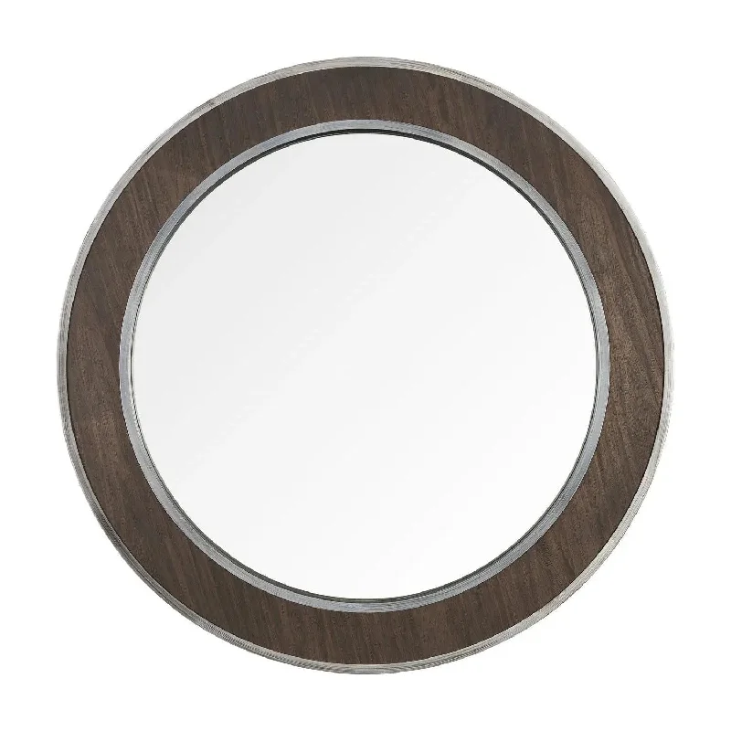Track lighting with a brushed nickel finishMacie Round Mirror