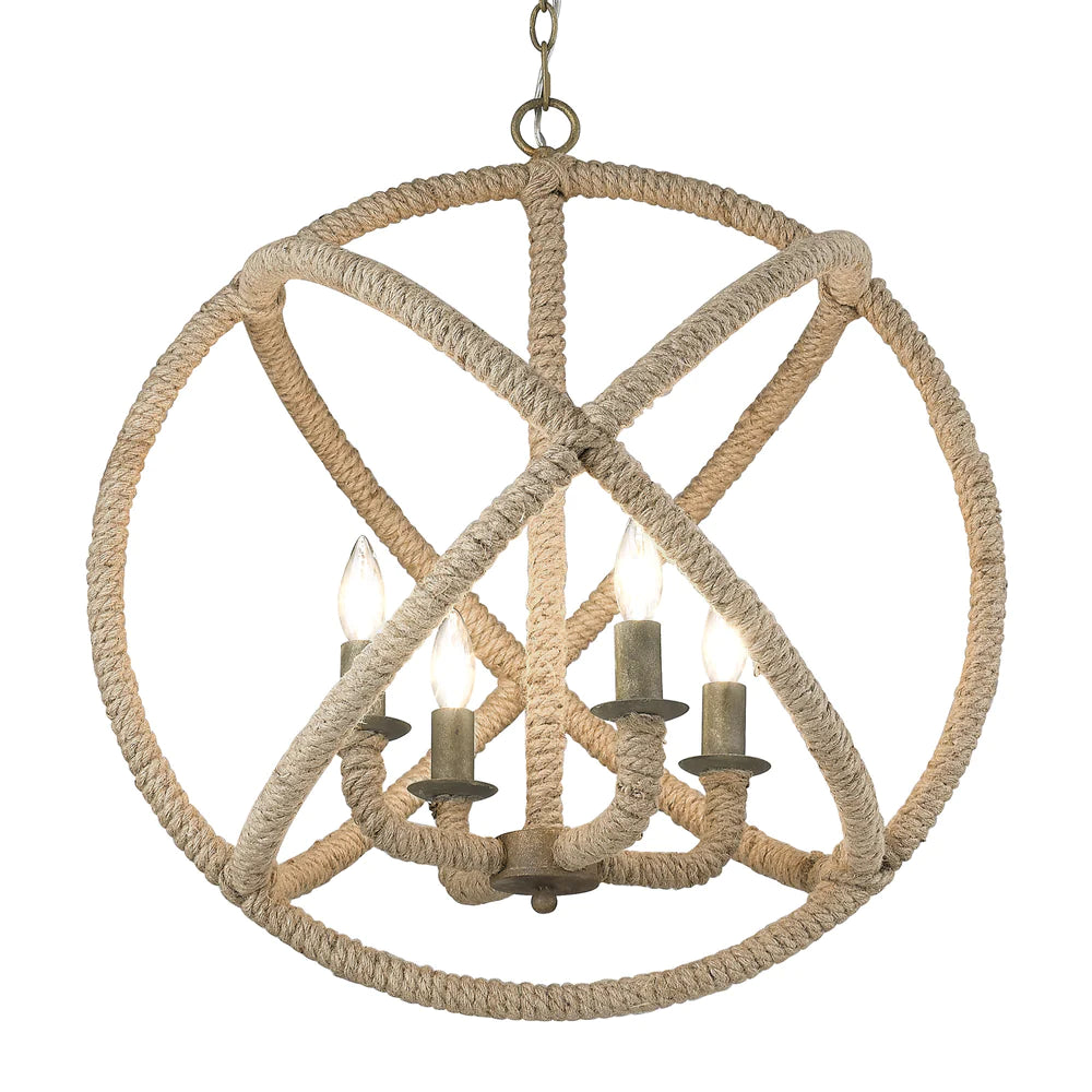 Track lighting with a chunky, bold designGolden Lighting 0868-4 BC Marina 4 Light Rope Chandelier