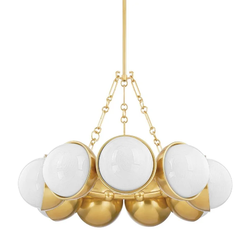Industrial Wall - Mounted Lighting for Workshop WallsAlthea 34 in. 9 lights Chandelier vintage polished brass Finish Industrial Wall - Mounted Lighting for Workshop WallsAlthea 34 in. 9 lights Chandelier vintage polished brass Finish