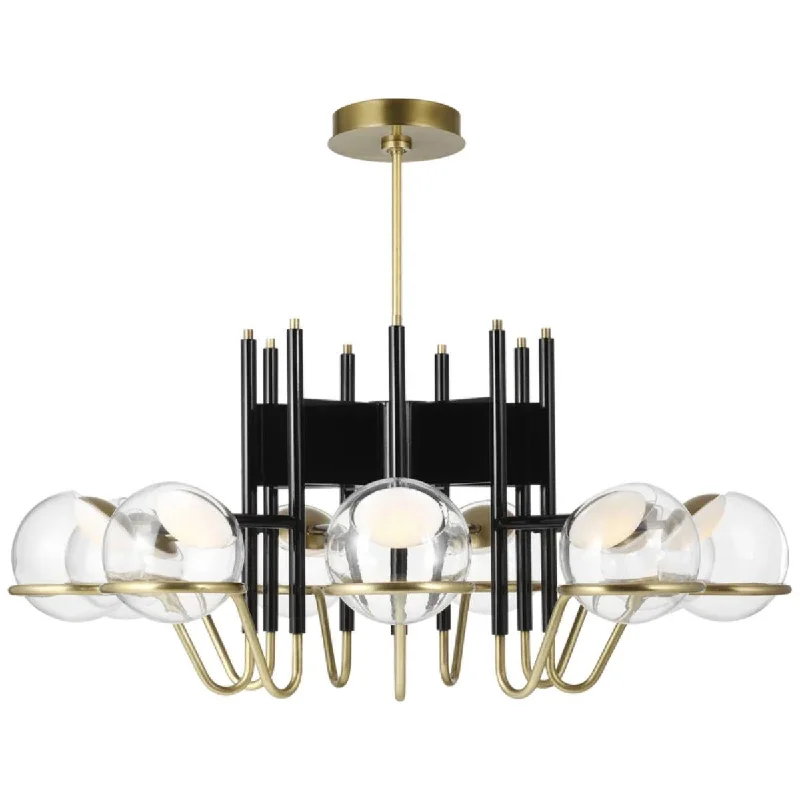 High - Bay LED Industrial Lighting for WarehousesCrosby 38 in. 9 Lights LED Chandelier 277V Black & Natural Brass finish High - Bay LED Industrial Lighting for WarehousesCrosby 38 in. 9 Lights LED Chandelier 277V Black & Natural Brass finish