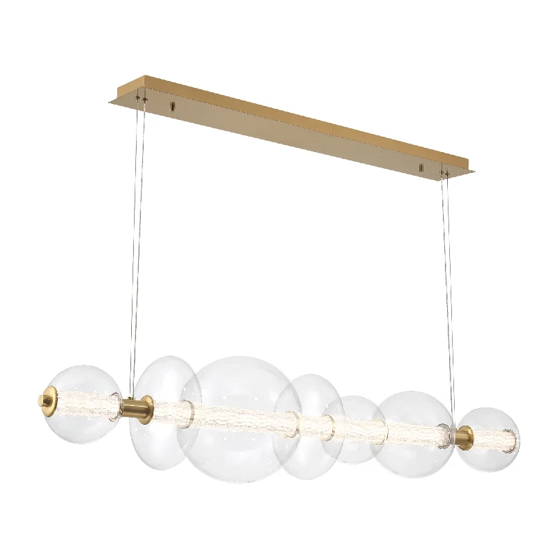 Track lighting with clear glass shadesEurofase 46772-036 ATOMO 56 Inch Linear LED Chandelier Gold/Clear Glass