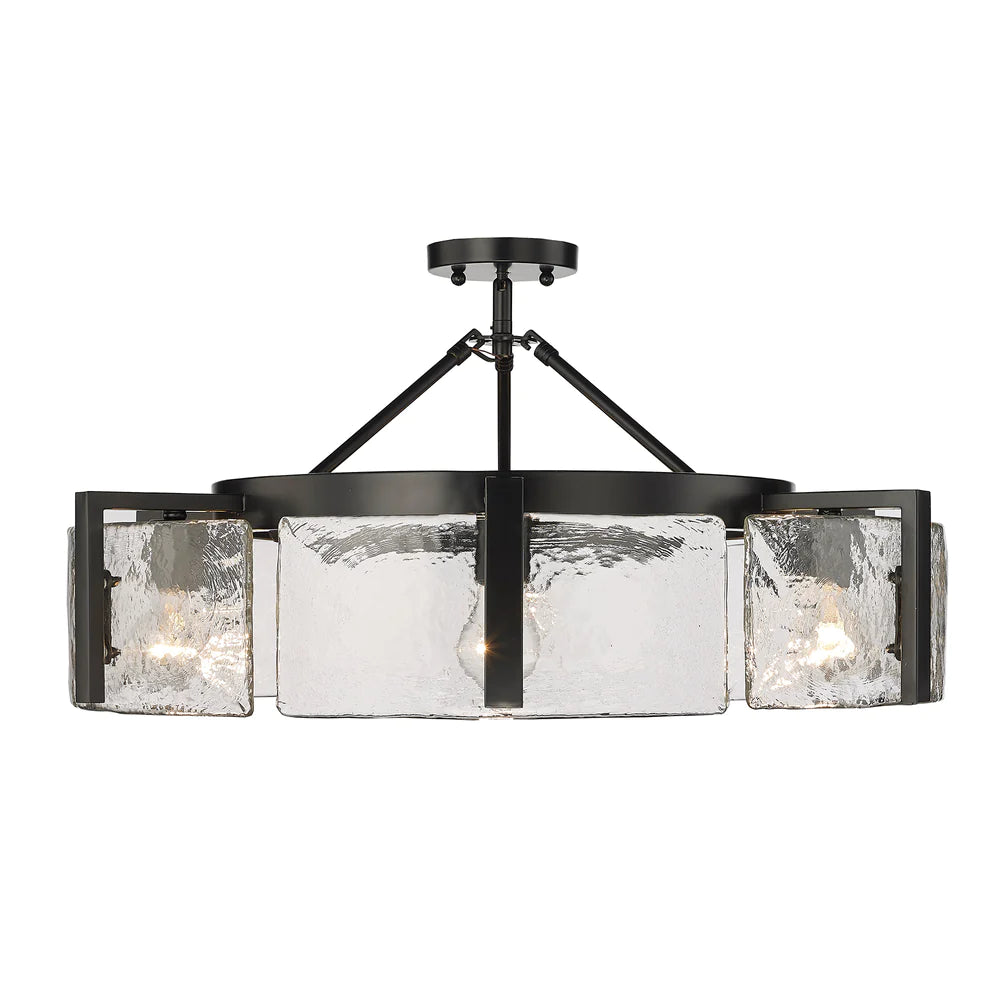 Track lighting with a decorative track designGolden Lighting 3164-6SF BLK-HWG Aenon 6 Light Semi-Flush Light in Black Track lighting with a decorative track designGolden Lighting 3164-6SF BLK-HWG Aenon 6 Light Semi-Flush Light in Black