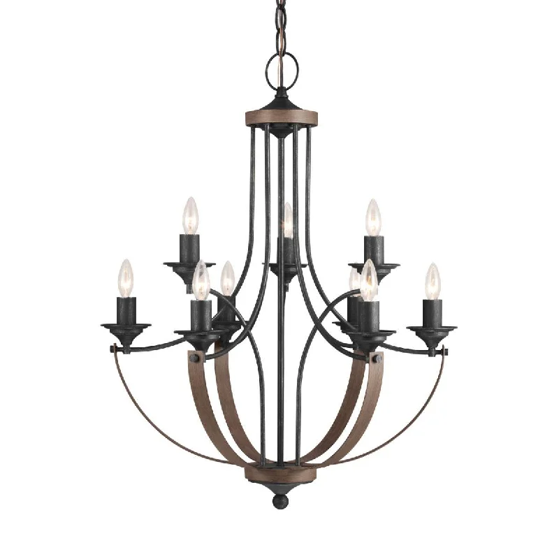 Industrial Pendant Lighting for Machine ShopsCorbeille 9 Lights Chandelier Black Finish Industrial Pendant Lighting for Machine ShopsCorbeille 9 Lights Chandelier Black Finish