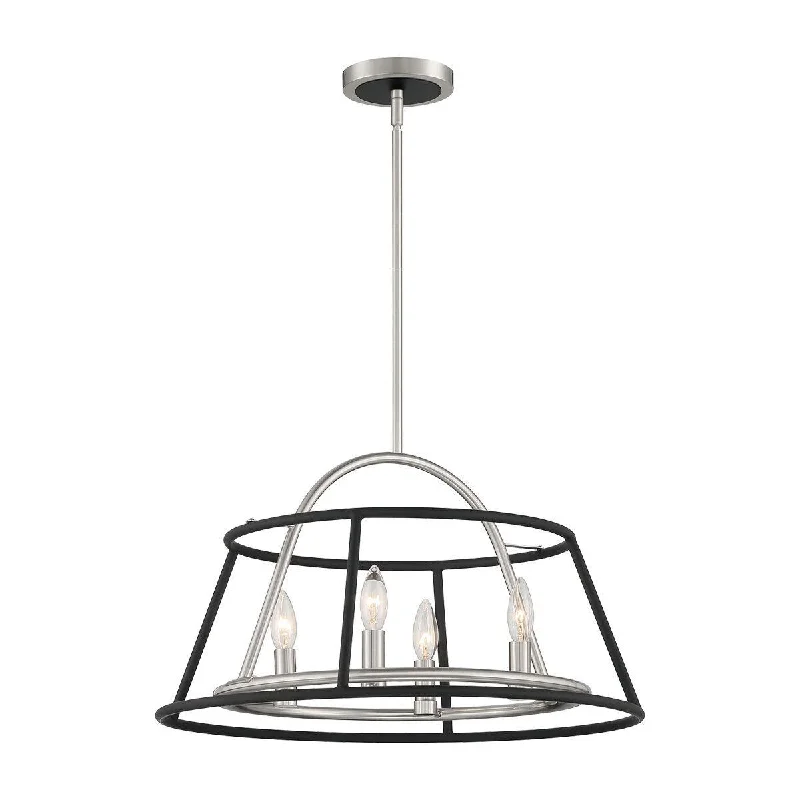 Industrial Wall - Mounted Lighting for Workshop WallsCampana 22 In. 4 Lights Chandelier Satin Nickel finish Industrial Wall - Mounted Lighting for Workshop WallsCampana 22 In. 4 Lights Chandelier Satin Nickel finish