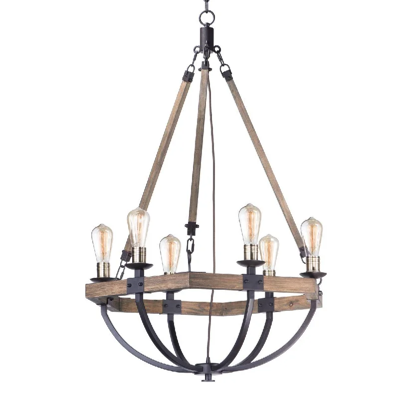 Industrial Exit Sign Lighting for Quick EvacuationLodge 29 In. 6 Lights Chandelier Bronze Finish Industrial Exit Sign Lighting for Quick EvacuationLodge 29 In. 6 Lights Chandelier Bronze Finish