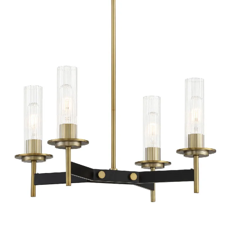 Industrial Lighting for Furniture FactoriesBaldwin Park 18 In. 4 Lights Chandelier Black & brass Finish