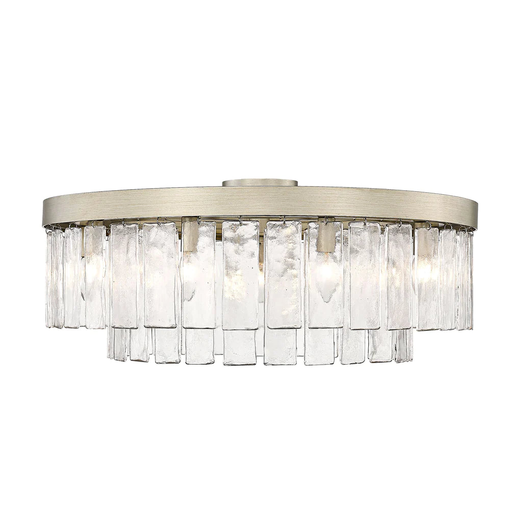 Modern track lighting with LED bulbsGolden Lighting 1768-9SF WG-HWG Ciara 9 Light Semi-Flush in White Gold