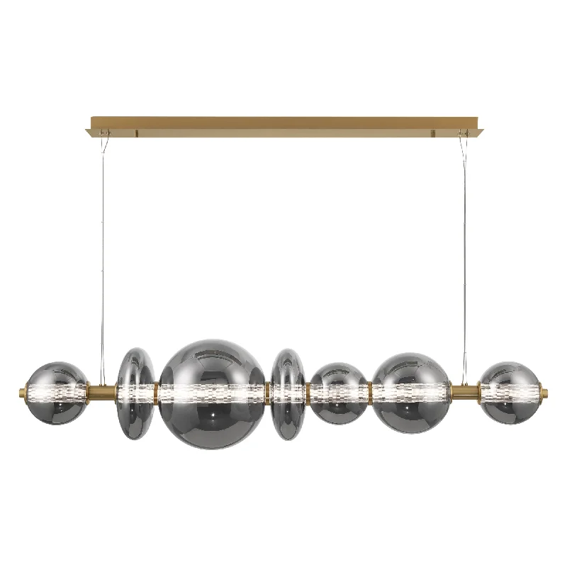 Track lighting with swivel heads for precise aimingEurofase 46772-048 ATOMO 56 Inch Linear LED Chandelier Gold/Smoked Glass
