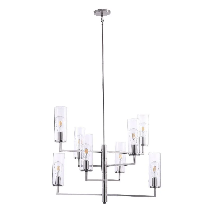 Industrial Ceiling - Mounted Lighting for Assembly PlantsAcacia 34 in. 8 Lights Chandelier Brushed Nickel finish Industrial Ceiling - Mounted Lighting for Assembly PlantsAcacia 34 in. 8 Lights Chandelier Brushed Nickel finish