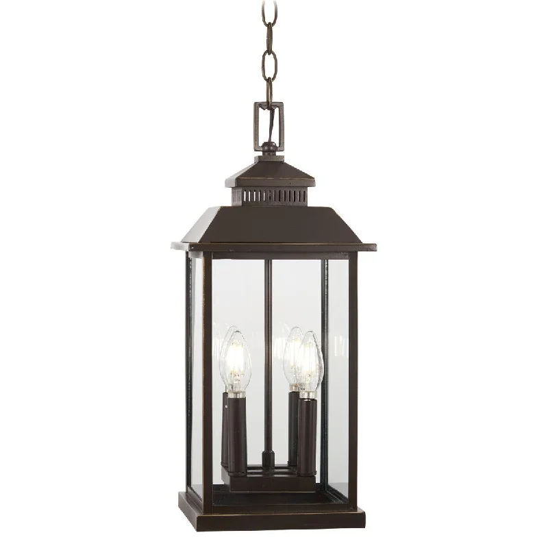 Industrial Lighting for Printing Press FacilitiesMiner's Lof 4 lights 9 in. Outdoor Hanging Lantern Oil Rubbed Bronze & Gold finish