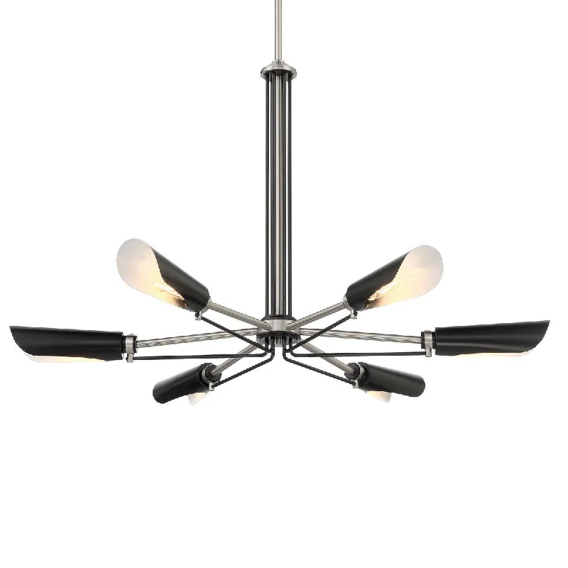 Industrial Lighting for Furniture FactoriesTurbine 34 in. 6 Lights Chandelier Black & Brushed Nickel Finish Industrial Lighting for Furniture FactoriesTurbine 34 in. 6 Lights Chandelier Black & Brushed Nickel Finish