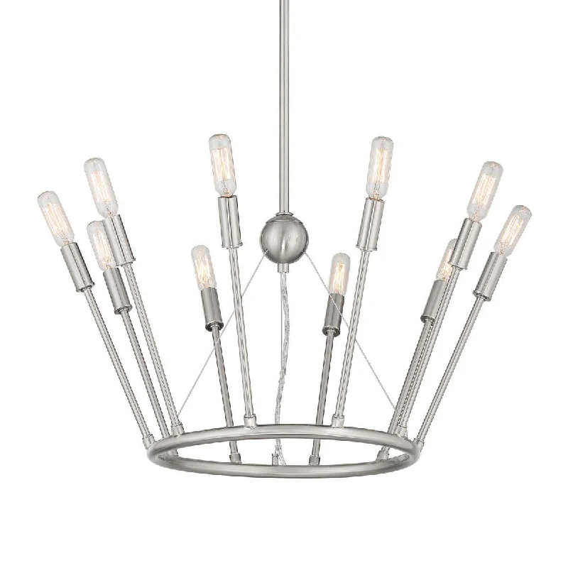 Industrial Lighting for Chemical PlantsRoyalty 23 in. 10 Lights Chandelier Brushed Nickel finish Industrial Lighting for Chemical PlantsRoyalty 23 in. 10 Lights Chandelier Brushed Nickel finish