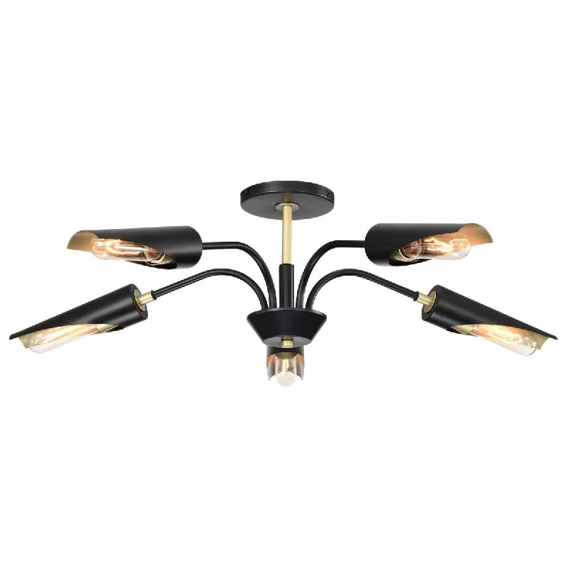Industrial Ceiling - Mounted Lighting for Assembly PlantsMarc 29 in. 5 lights Chandelier Matte Black Finish Industrial Ceiling - Mounted Lighting for Assembly PlantsMarc 29 in. 5 lights Chandelier Matte Black Finish