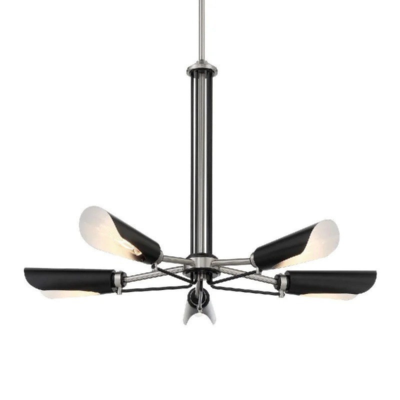 Energy - Efficient Industrial Lighting for Cost - SavingsTurbine 28 in. 5 Lights Chandelier Black & Brushed Nickel Finish Energy - Efficient Industrial Lighting for Cost - SavingsTurbine 28 in. 5 Lights Chandelier Black & Brushed Nickel Finish