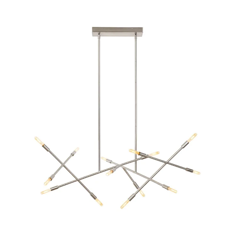 Color - Tunable Industrial Lighting for Special ApplicationsLine Wave 48 in. 14 Lights Chandelier 120V Satin Nickel Finish