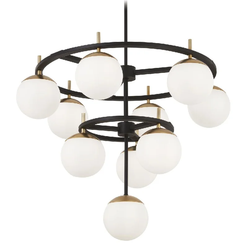 Industrial Ceiling - Mounted Lighting for Assembly PlantsAlluria 30 in. 10 Lights Chandelier Black & Gold Finish Industrial Ceiling - Mounted Lighting for Assembly PlantsAlluria 30 in. 10 Lights Chandelier Black & Gold Finish