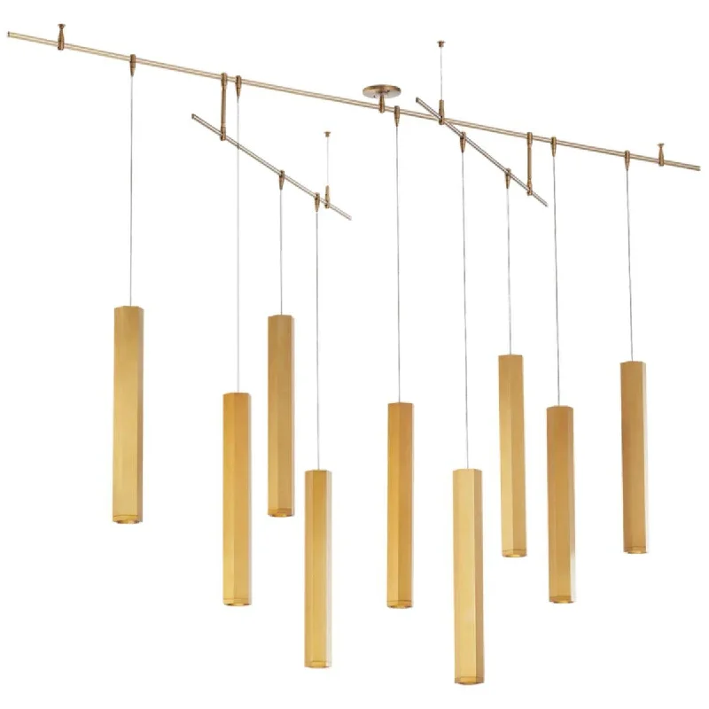 Industrial Flood Lighting for Outdoor Loading DocksBlok 96 in. 9 Lights Large Surface LED Chandelier Brass finish Industrial Flood Lighting for Outdoor Loading DocksBlok 96 in. 9 Lights Large Surface LED Chandelier Brass finish