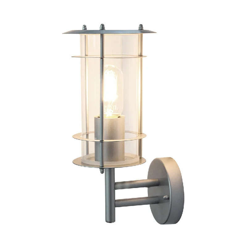Track lighting with clear glass shadesOrdrup Wall Lantern - Silver Finish