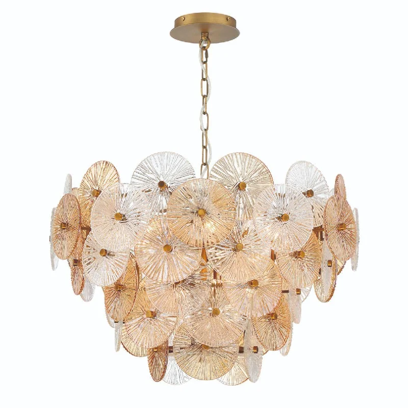 Industrial Wall - Mounted Lighting for Workshop WallsSue-Anne 30 in. 12 Lights Chandelier Brass Finish Industrial Wall - Mounted Lighting for Workshop WallsSue-Anne 30 in. 12 Lights Chandelier Brass Finish