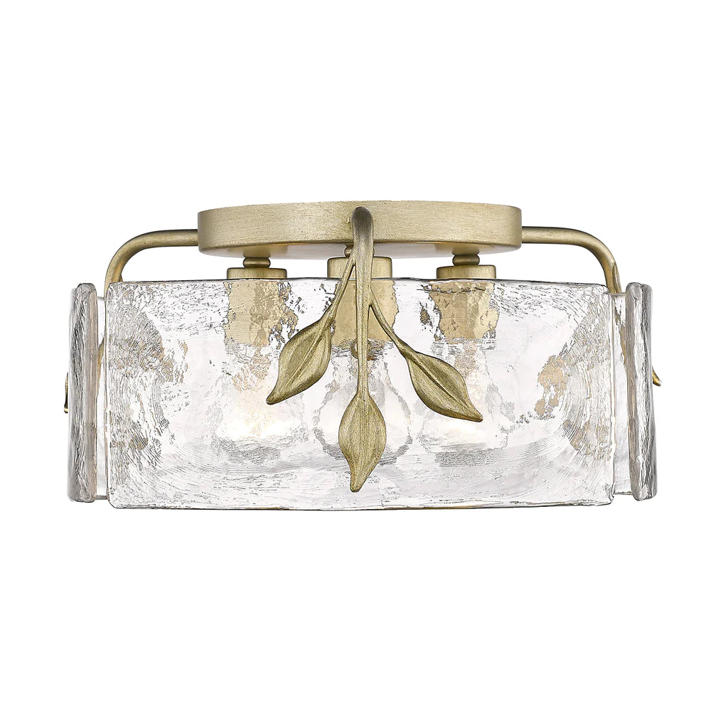 Commercial - grade track lighting for storesGolden Lighting 3160-FM WG-HWG Calla 3 Light Flush Mount in White Gold