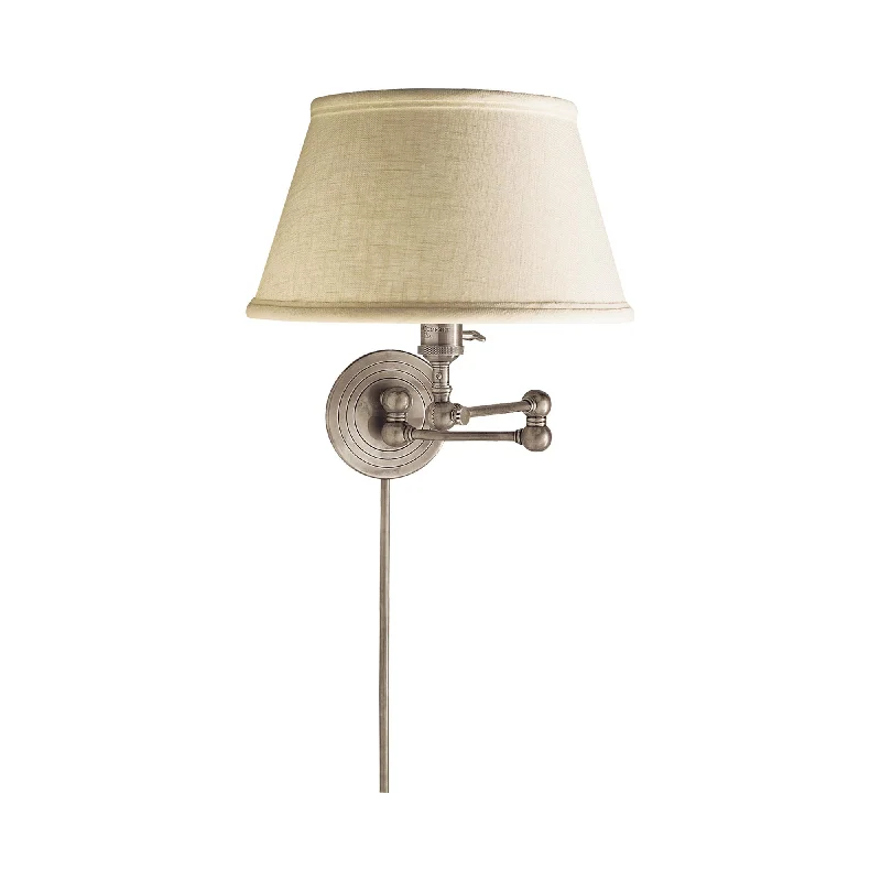 Track lighting with swivel heads for precise aimingwood wall lamps with natural grain for a warm and organic feelBoston Swing Arm Linen Shade Wall Light