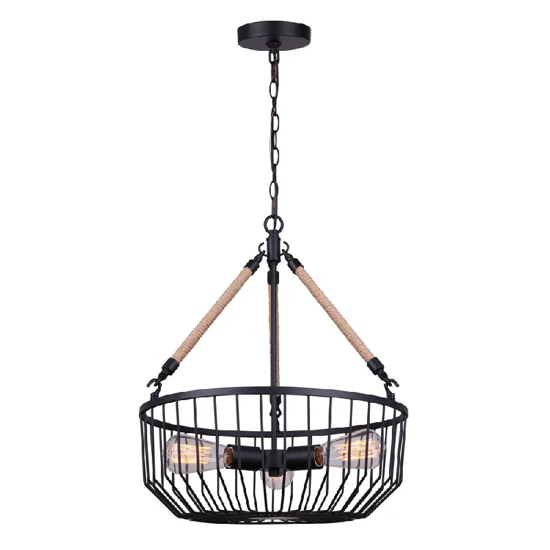 Track lighting with a sleek profileCanarm ICH1061A03BK Theo Matte Black and Braided Rope Chandelier Track lighting with a sleek profileCanarm ICH1061A03BK Theo Matte Black and Braided Rope Chandelier