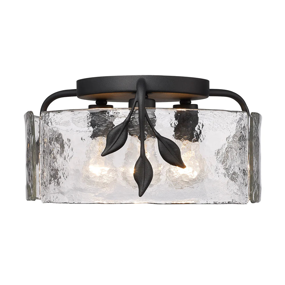 Track lighting with a sleek profileGolden Lighting 3160-FM NB-HWG Calla 3 Light Flush Mount in Natural Black Track lighting with a sleek profileGolden Lighting 3160-FM NB-HWG Calla 3 Light Flush Mount in Natural Black