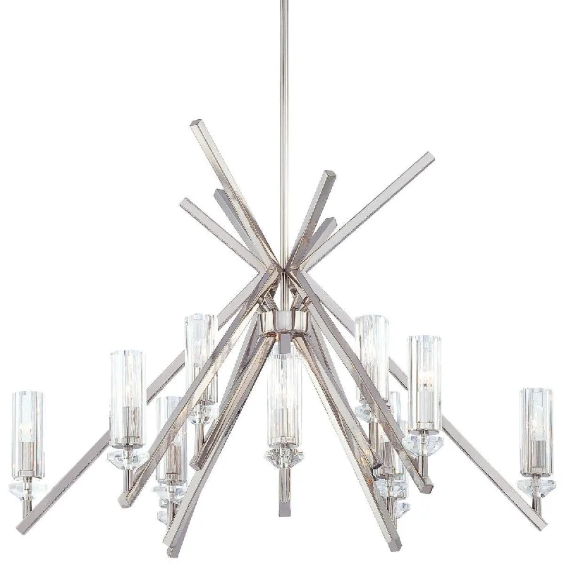 Industrial Wall - Mounted Lighting for Workshop WallsFusano 39 in. 12 lights Chandelier Polished Nickel finish Industrial Wall - Mounted Lighting for Workshop WallsFusano 39 in. 12 lights Chandelier Polished Nickel finish