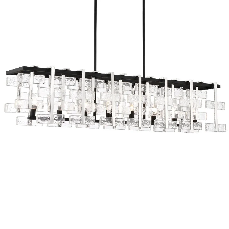 Industrial Lighting for Printing Press FacilitiesPainesdale 56 in. 8 Lights Chandelier Black & Polished Nickel Finish