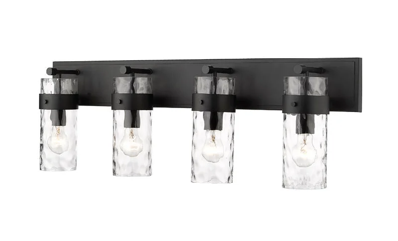 Track lighting for task lighting in workshopsZ-Lite 3035-4V-MB Fontaine 4 Light Vanity Matte Black Track lighting for task lighting in workshopsZ-Lite 3035-4V-MB Fontaine 4 Light Vanity Matte Black