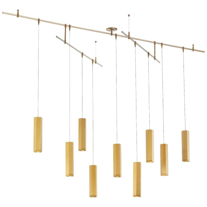 Low - Bay Industrial Lighting Fixtures for Small FactoriesBlok 96 in. 9 Lights Small Remote LED Chandelier Brass finish Low - Bay Industrial Lighting Fixtures for Small FactoriesBlok 96 in. 9 Lights Small Remote LED Chandelier Brass finish