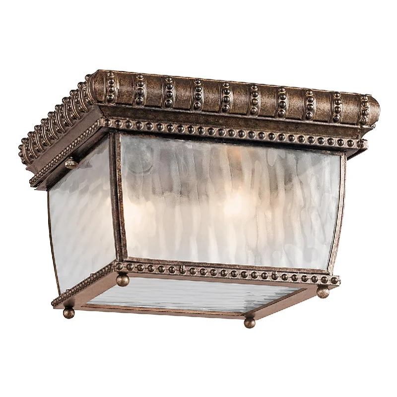 Track lighting for illuminating walkwaysVenetian Rain 2 Light Flush Mount – Brushed Bronze Finish