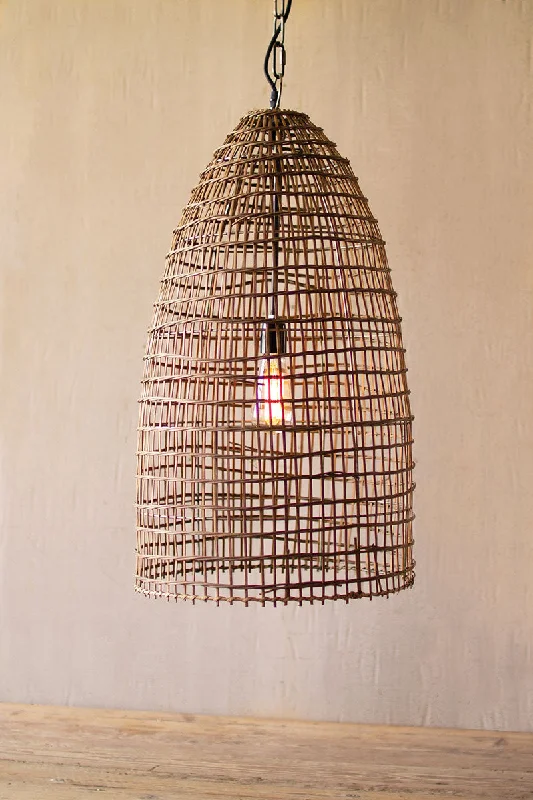 Track lighting for task lighting in workshopsKalalou CLL2440 Open Weave 30 Inch Rattan Cone Pendant