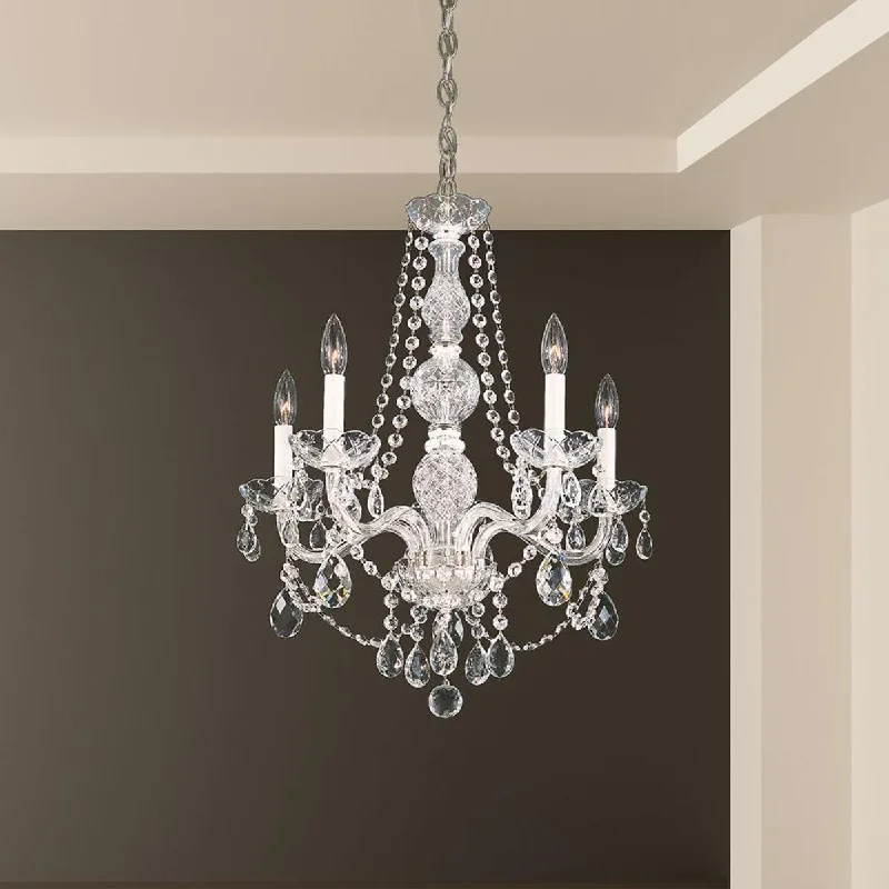 Industrial Lighting for Electronics ManufacturingArlington 5 Lights Polished Silver Chandelier with Clear Heritage Crystals Industrial Lighting for Electronics ManufacturingArlington 5 Lights Polished Silver Chandelier with Clear Heritage Crystals