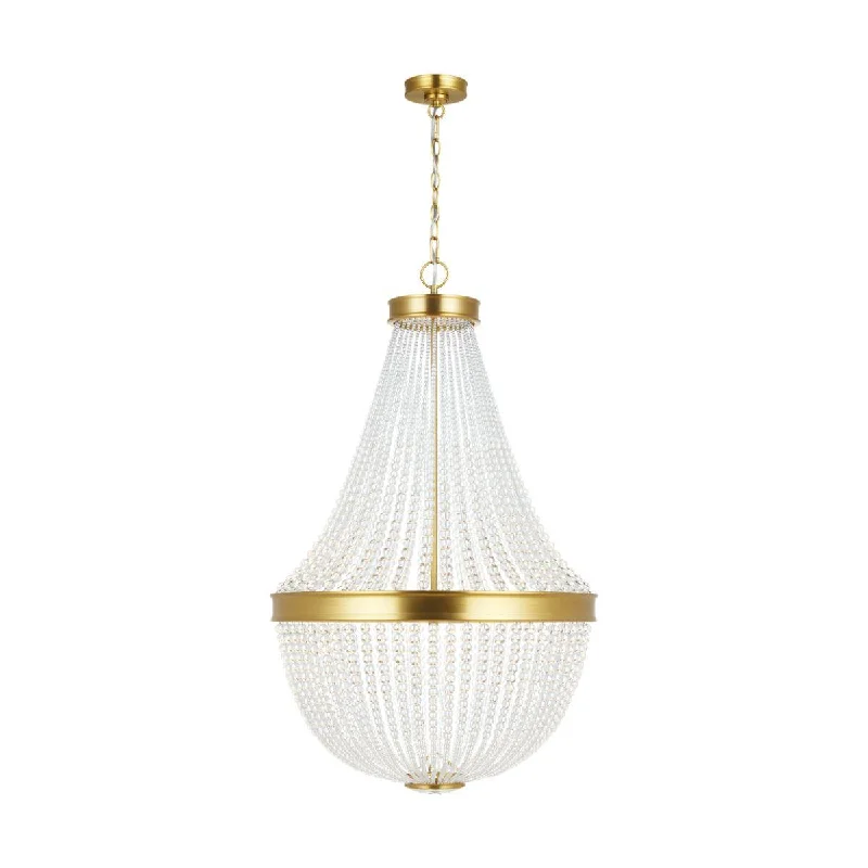 Industrial Pendant Lighting for Machine ShopsSummerhill 25 in. 12 Lights Chandelier Brushed Brass Finish