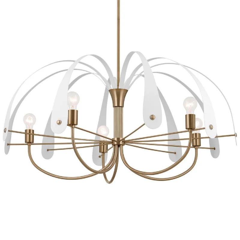 Adjustable Industrial Lighting for Flexible IlluminationPetal 43 in. 5 Lights Chandelier Champagne Bronze and White Finish Adjustable Industrial Lighting for Flexible IlluminationPetal 43 in. 5 Lights Chandelier Champagne Bronze and White Finish