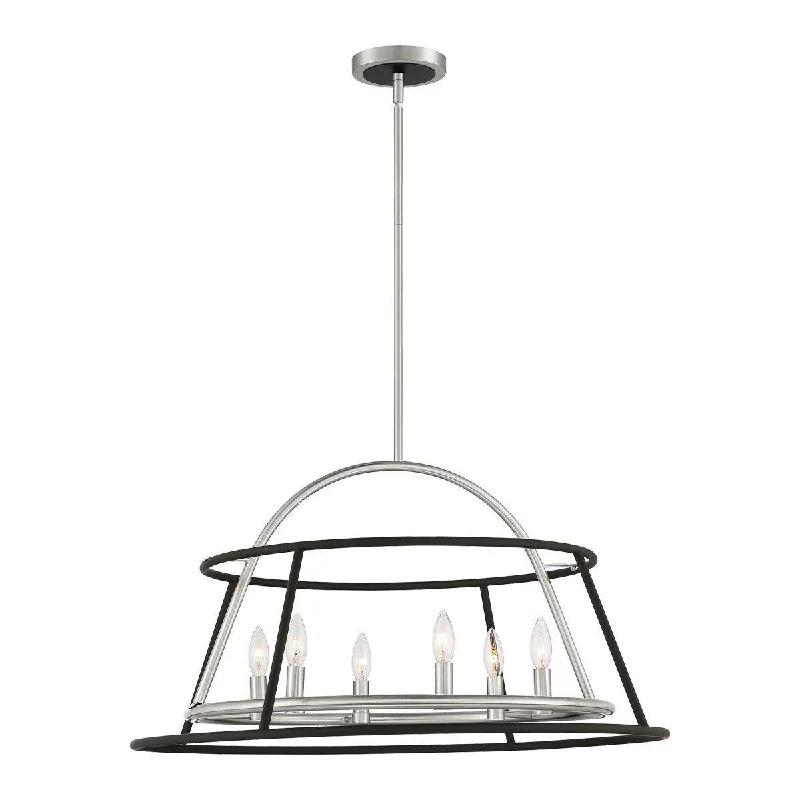 Industrial Wall - Mounted Lighting for Workshop WallsCampana 30 In 6 Lights Chandelier Satin Nickel finish Industrial Wall - Mounted Lighting for Workshop WallsCampana 30 In 6 Lights Chandelier Satin Nickel finish