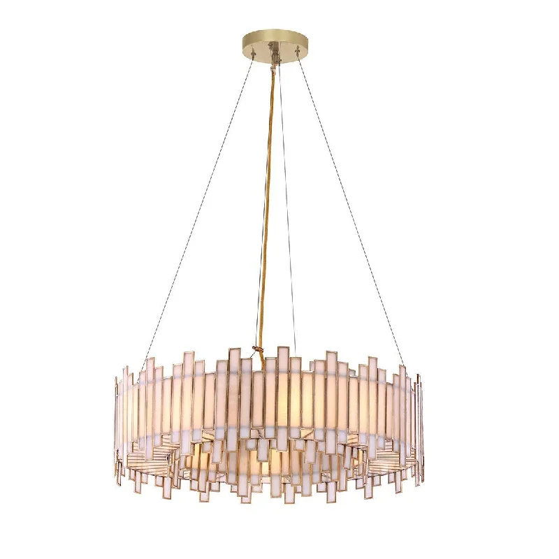 Durable Industrial Lighting for Harsh EnvironmentsBirla 28 In. 8 lights Chandelier Brass finish Durable Industrial Lighting for Harsh EnvironmentsBirla 28 In. 8 lights Chandelier Brass finish