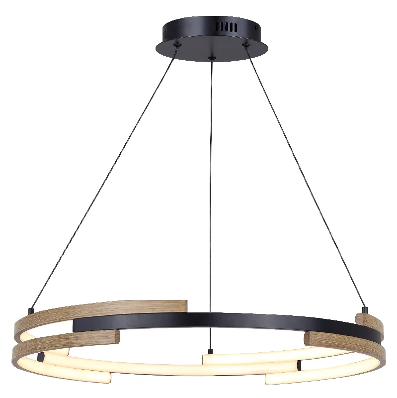 Track lighting with integrated LED driversCanarm LCH283A24BKB AZRIA LED Chandelier Black and Wood