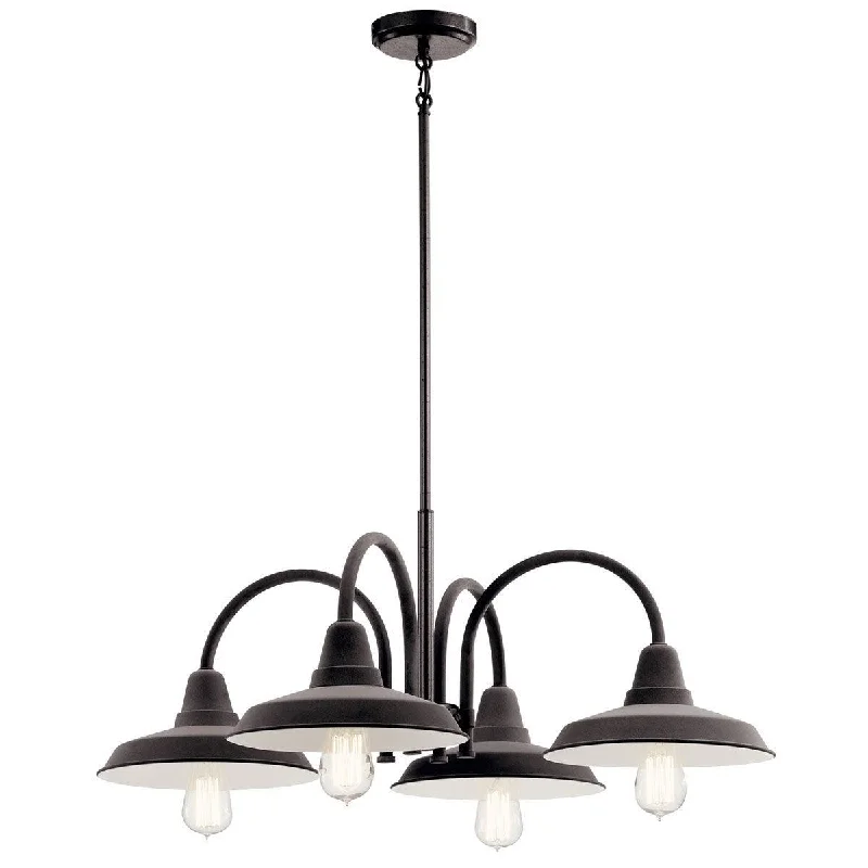Industrial Ceiling - Mounted Lighting for Assembly PlantsMarrus 32 in. 4 Lights Chandelier Gray Finish Industrial Ceiling - Mounted Lighting for Assembly PlantsMarrus 32 in. 4 Lights Chandelier Gray Finish