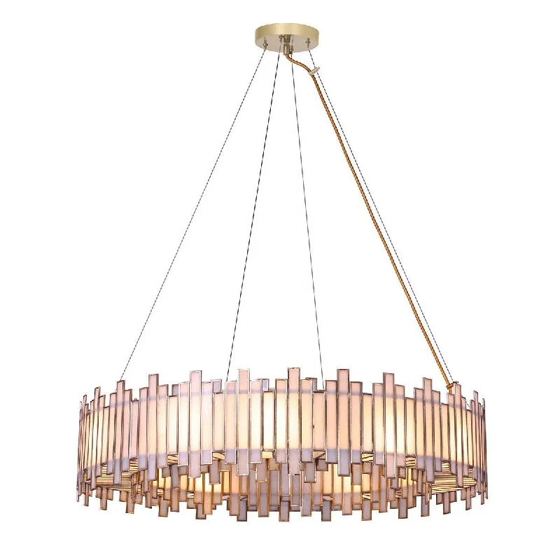 Industrial Lighting for Chemical PlantsBirla 37 In. 12 lights Chandelier Brass finish Industrial Lighting for Chemical PlantsBirla 37 In. 12 lights Chandelier Brass finish